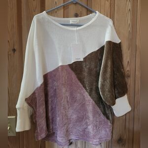 Pink, white, brown sweater